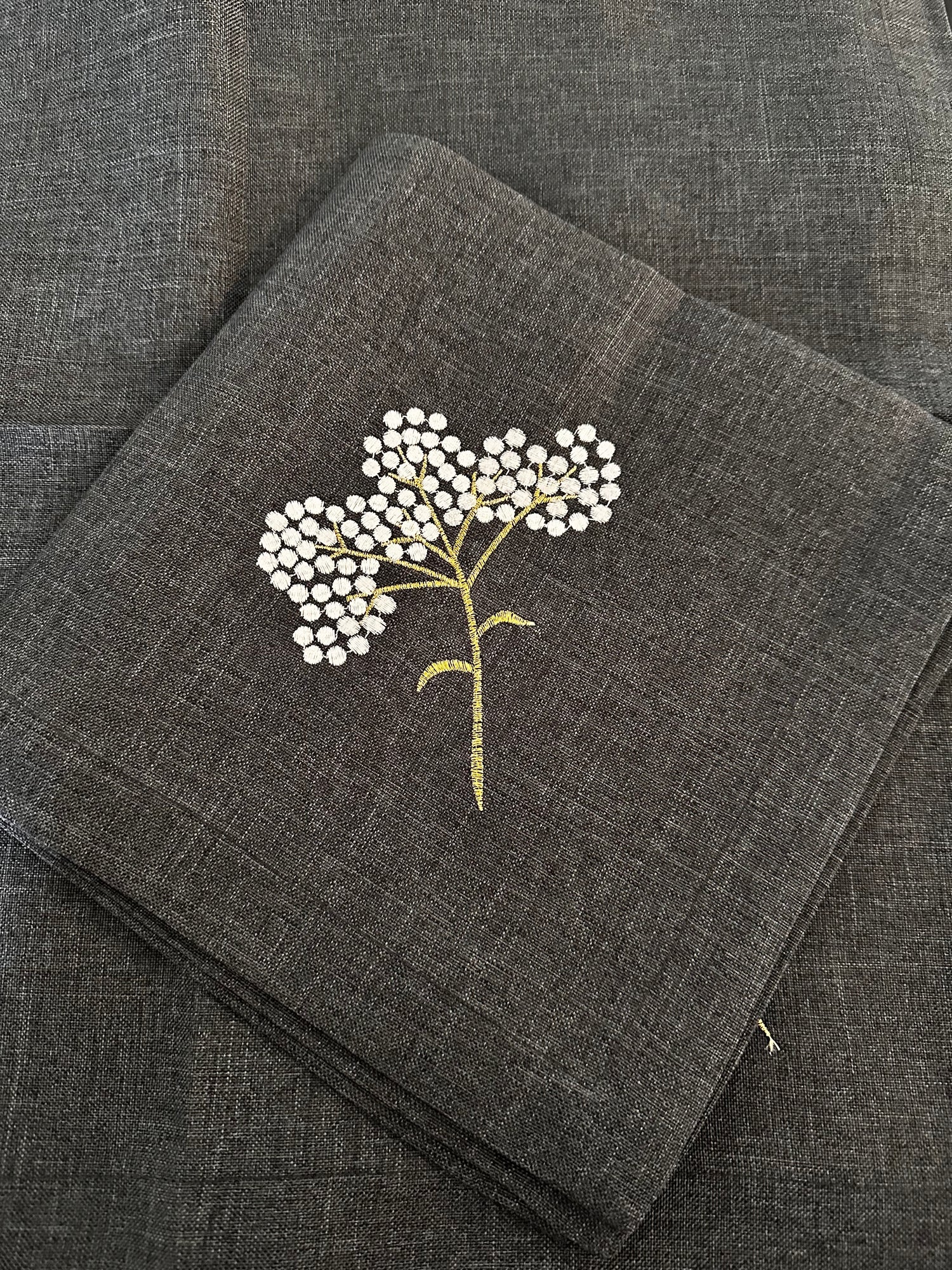 Charcoal Linen Embroidered Napkin (set of 12)