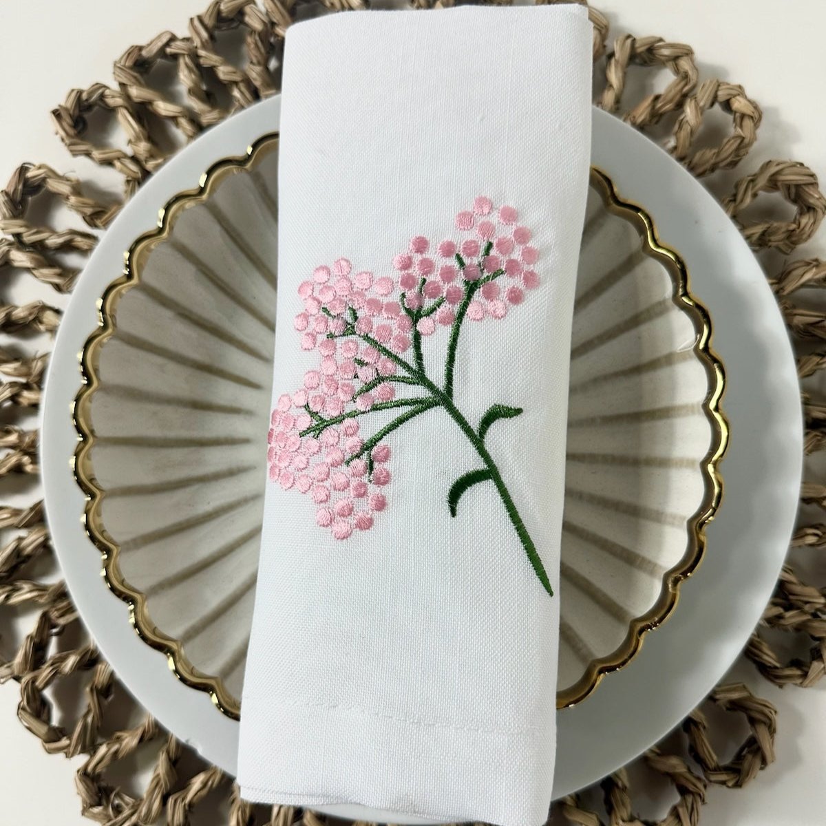 Pink flower napkin (set of 6)