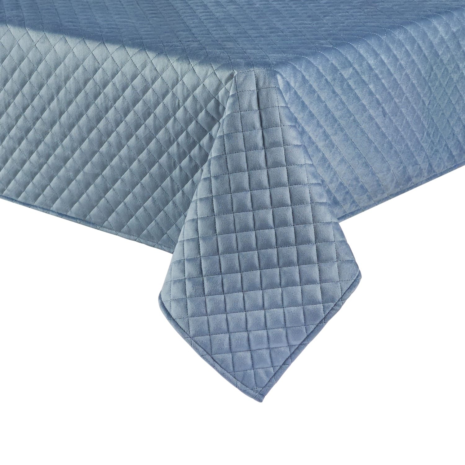 Slate blue velvet quilted