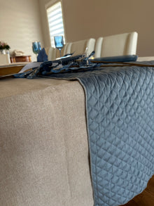  Slate blue velvet quilted