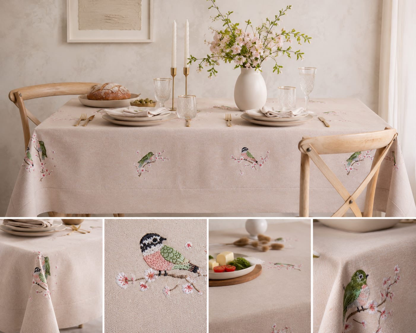 Beige Birds cloth