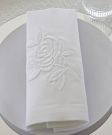  White on white floral napkin