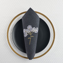  Charcoal Linen Embroidered Napkin (set of 12)