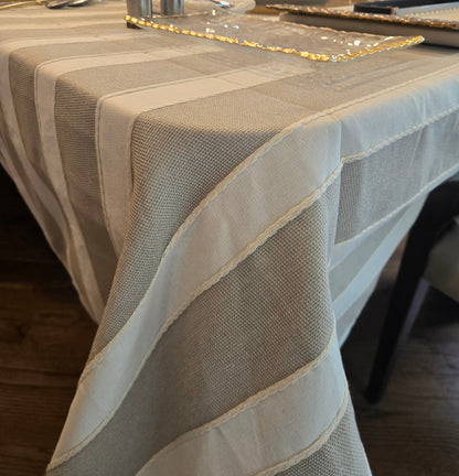 Savoie Tablecloth woven stripe texture up close