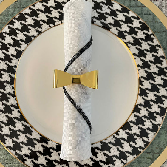 Gold bow napkin ring set of 4